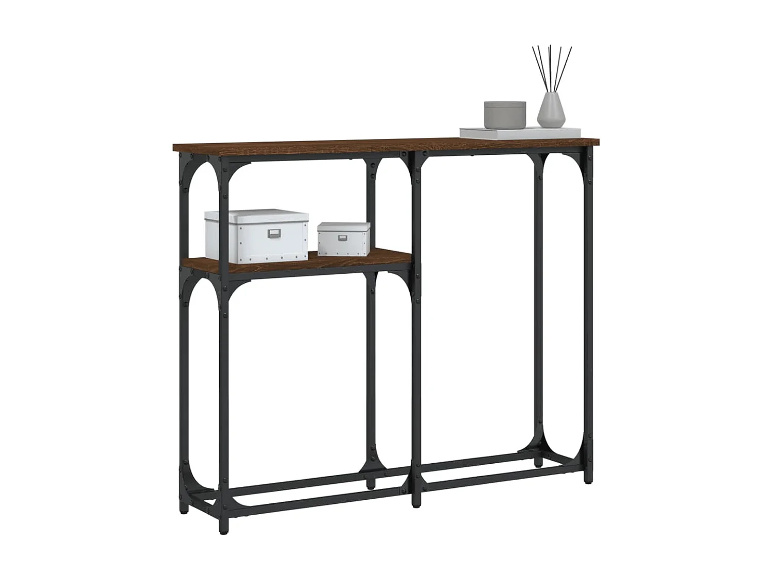 Table console chêne marron 90x22,5x75 cm bois d'ingénierie