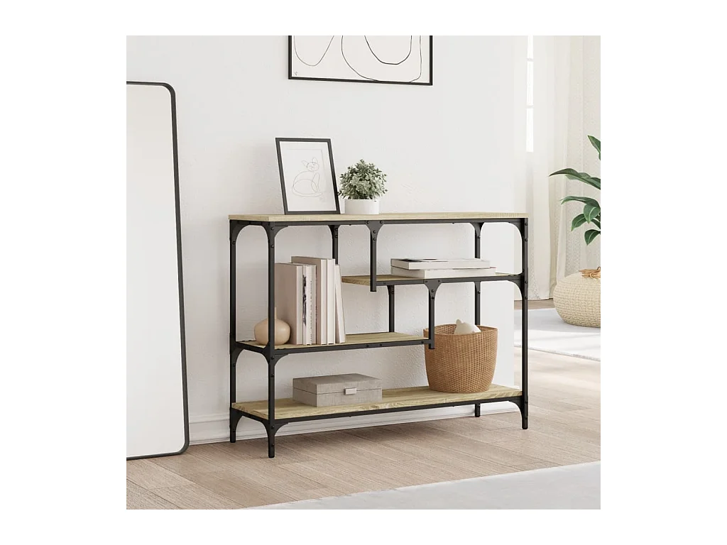 Table console chêne sonoma 100x30x75 cm bois d'ingénierie