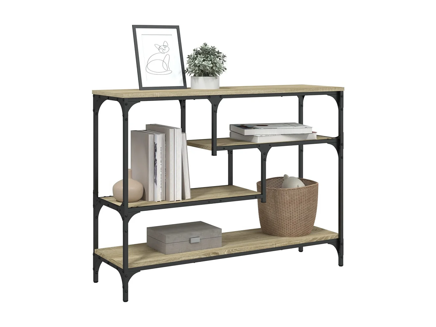 Table console chêne sonoma 100x30x75 cm bois d'ingénierie