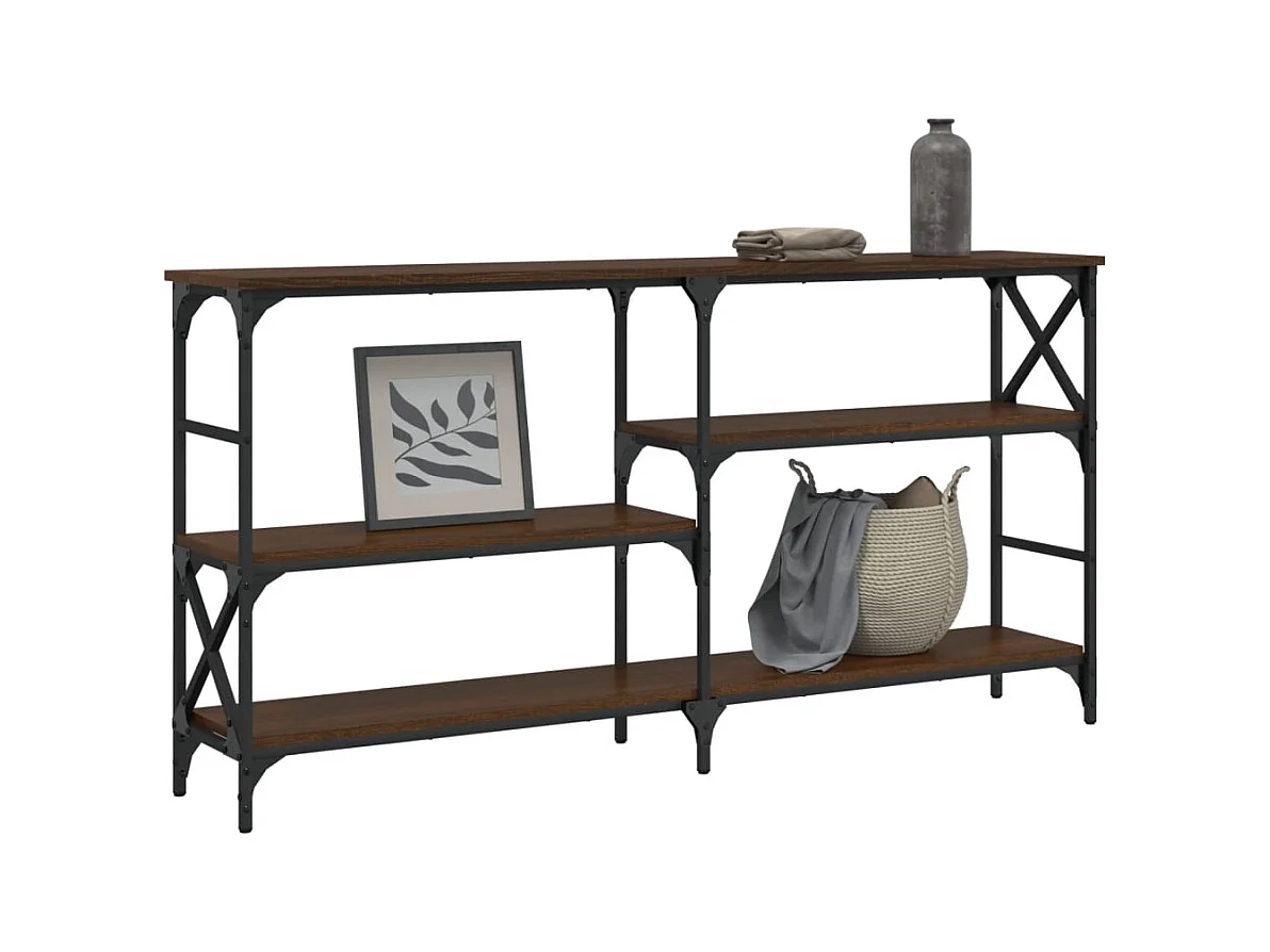 Table console chêne marron 150x29x76,5 cm bois d'ingénierie