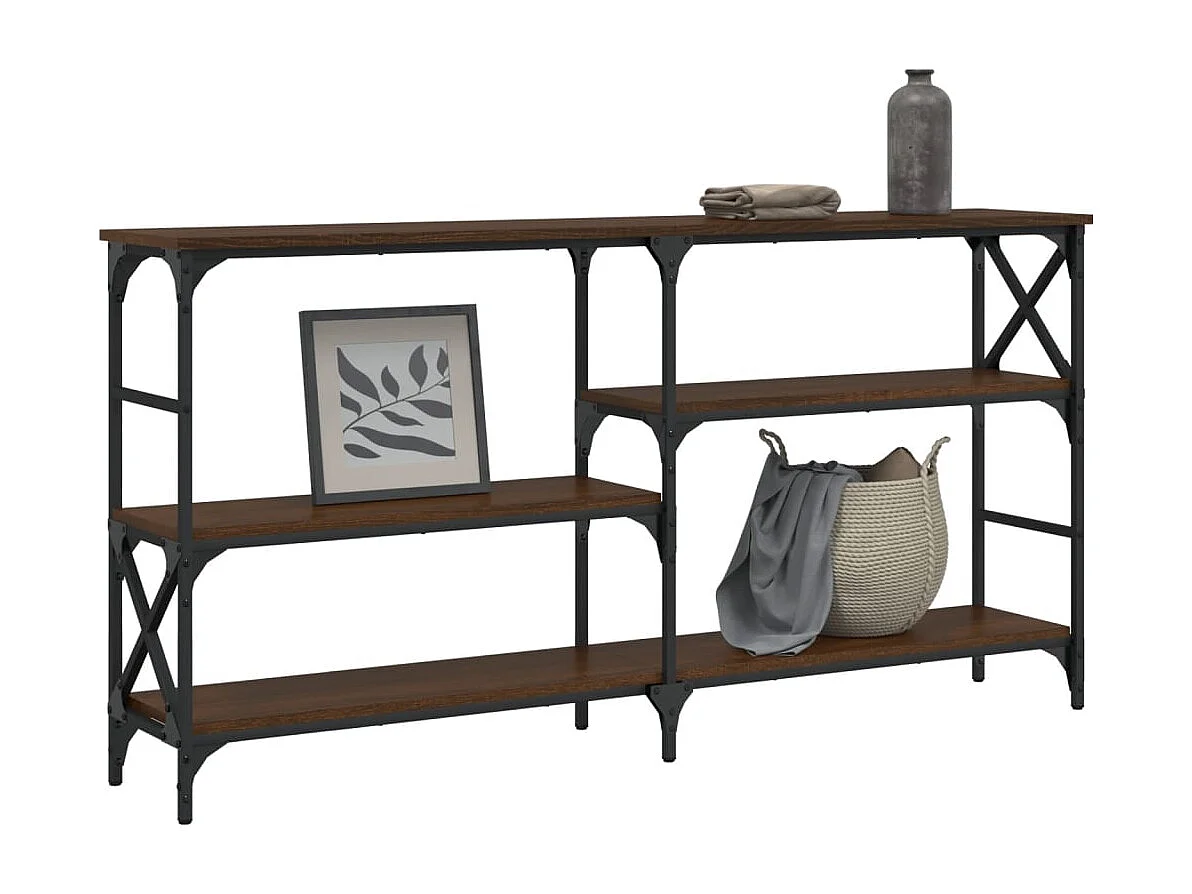 Table console chêne marron 150x29x76,5 cm bois d'ingénierie