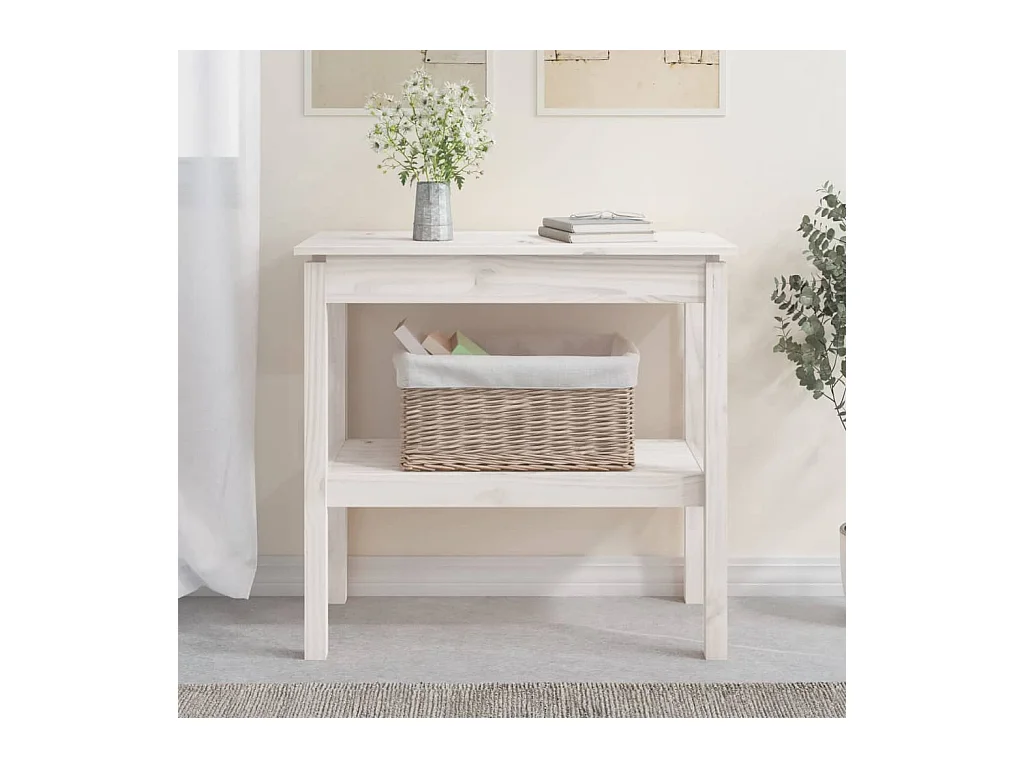 Table console Blanc 80x40x75 cm Bois de pin solide