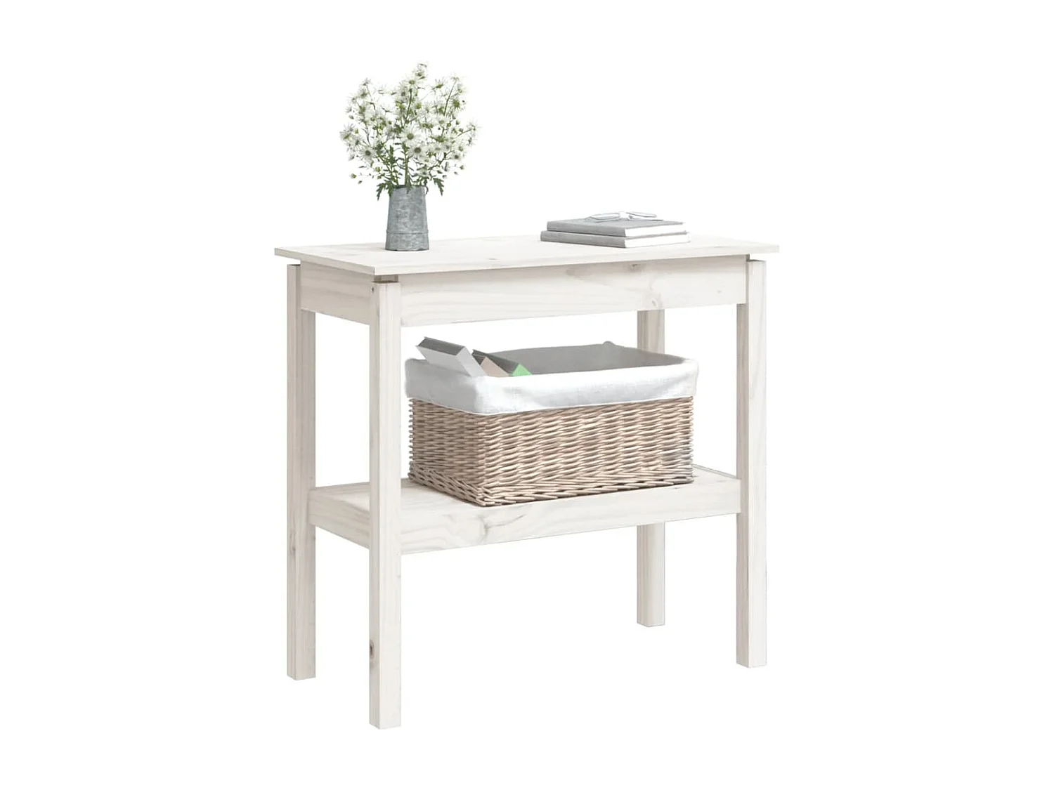 Table console Blanc 80x40x75 cm Bois de pin solide