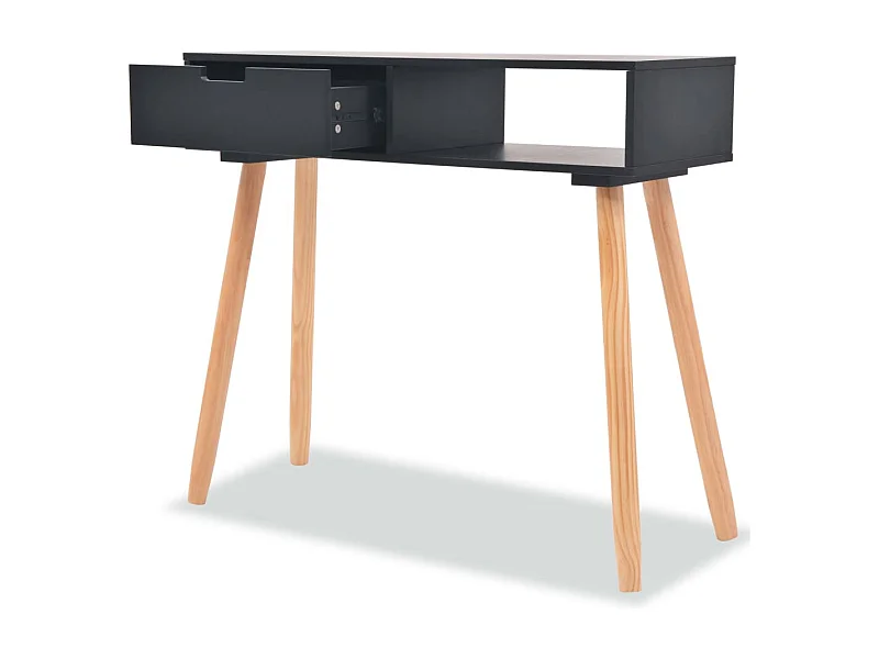Consoletafel Massief grenenhout 80 x 30 x 72 cm Zwart