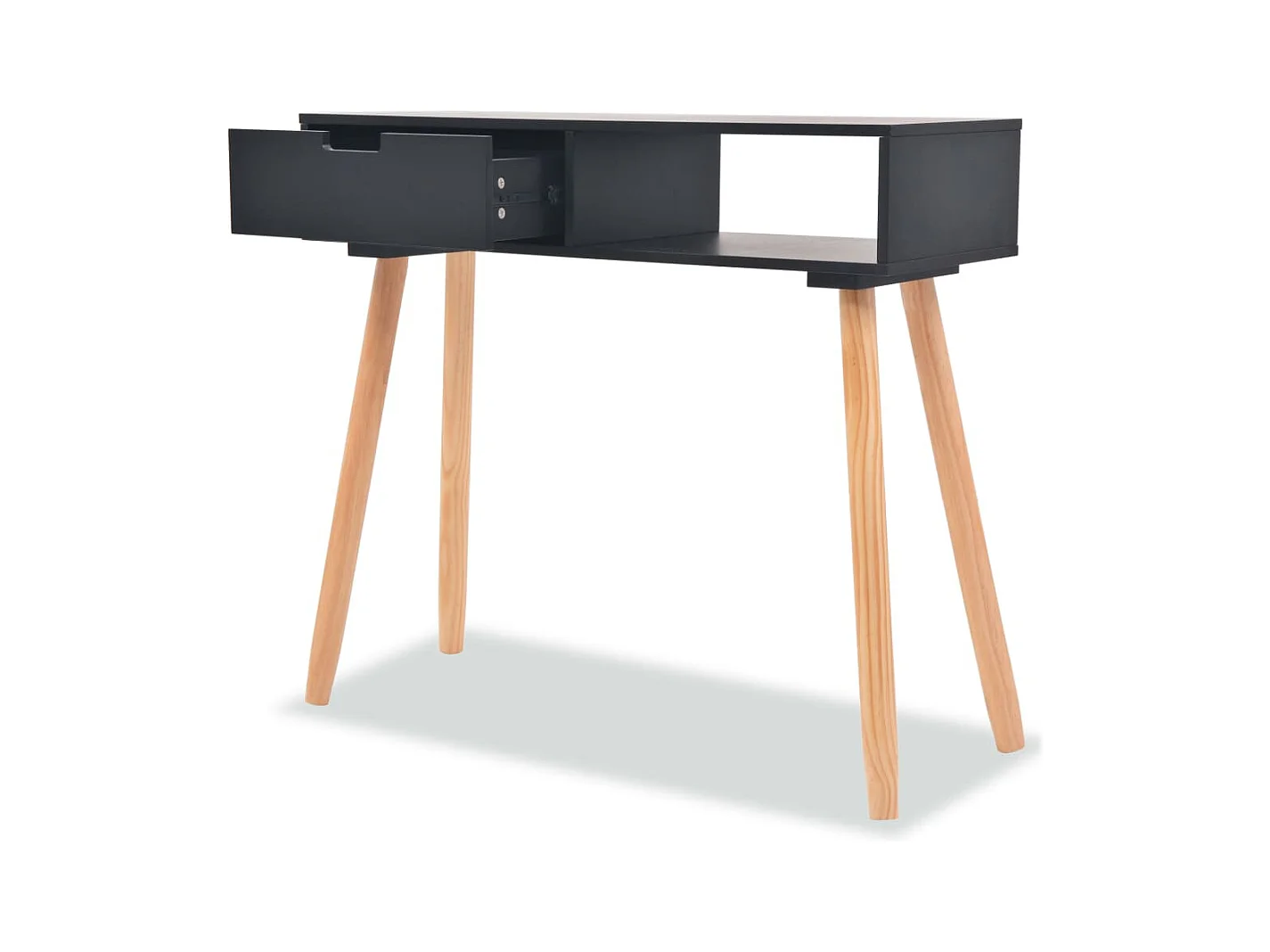 Table console Bois de pin massif 80 x 30 x 72 cm Noir