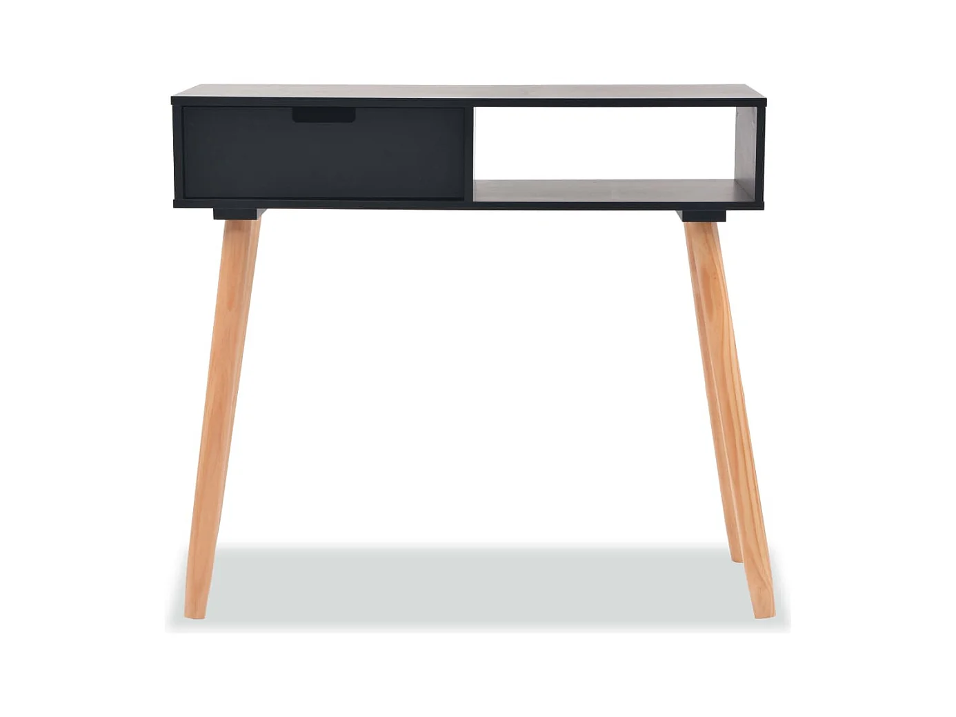 Table console Bois de pin massif 80 x 30 x 72 cm Noir