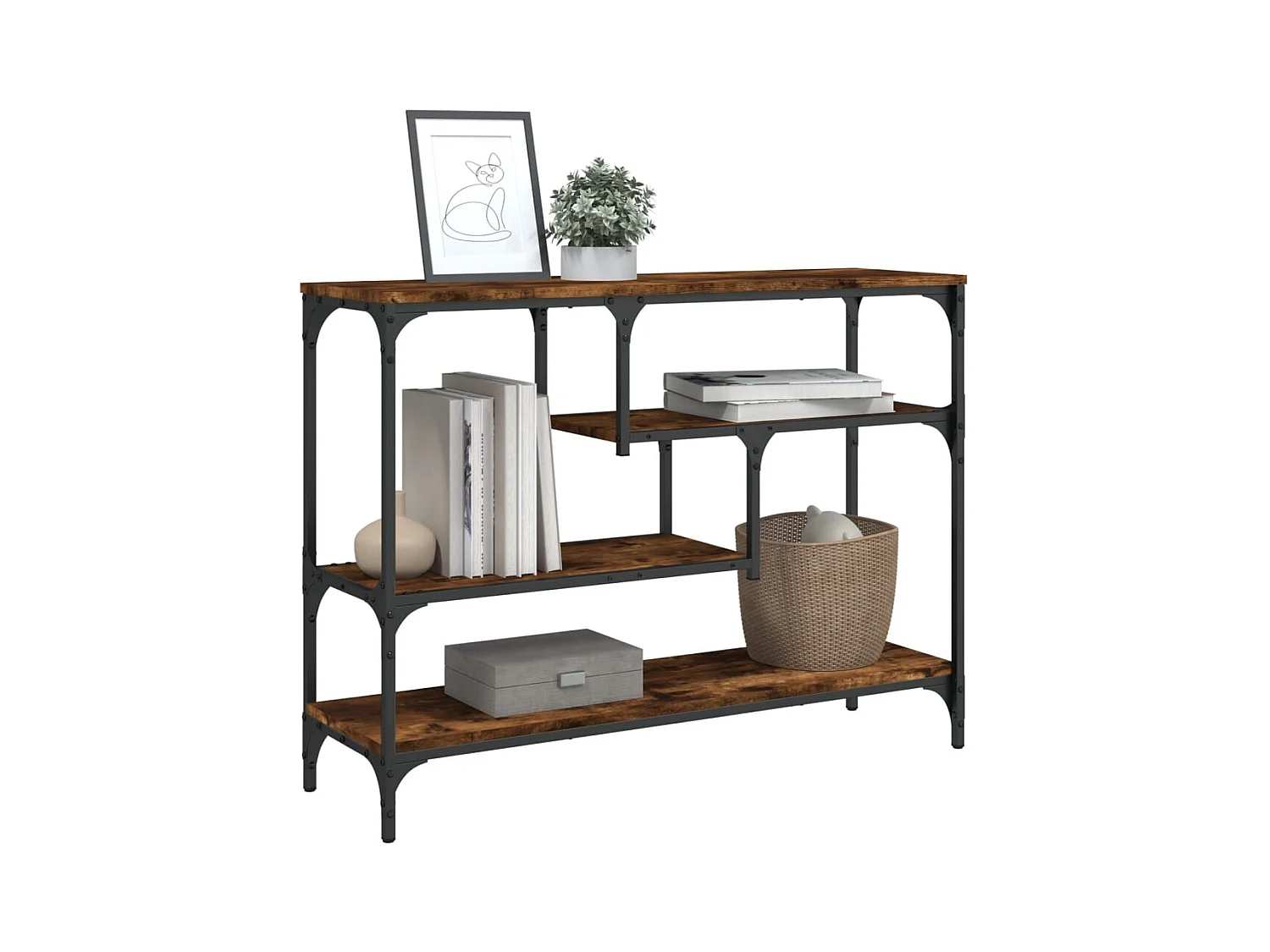 Table console chêne fumé 100x30x75 cm bois d'ingénierie