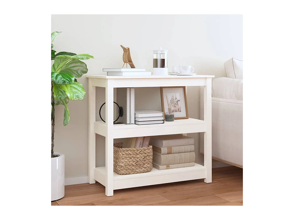 Tavolo consolle Bianco 80x40x74 cm Legno massello di pino