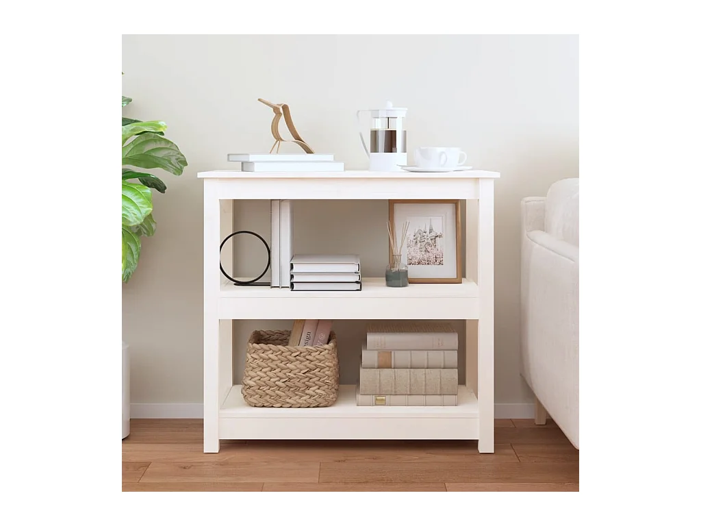 Tavolo consolle Bianco 80x40x74 cm Legno massello di pino