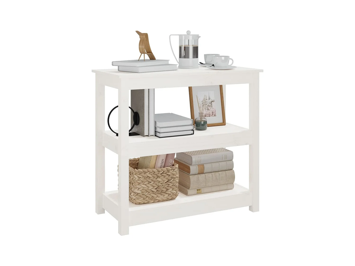 Tavolo consolle Bianco 80x40x74 cm Legno massello di pino