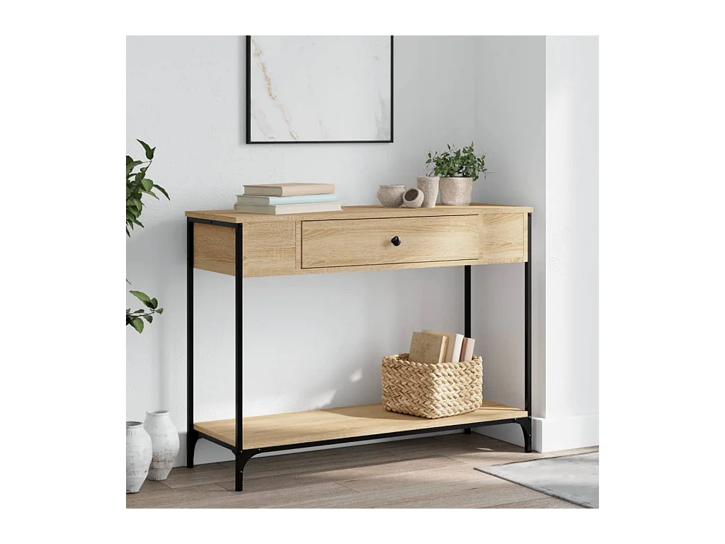 Table console chêne sonoma 100x34,5x75 cm bois d'ingénierie