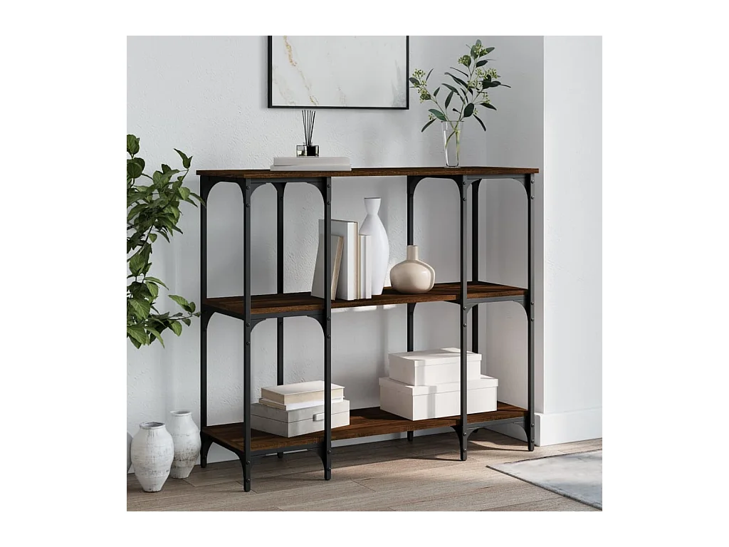 Table console chêne marron 102x35x90 cm bois d'ingénierie