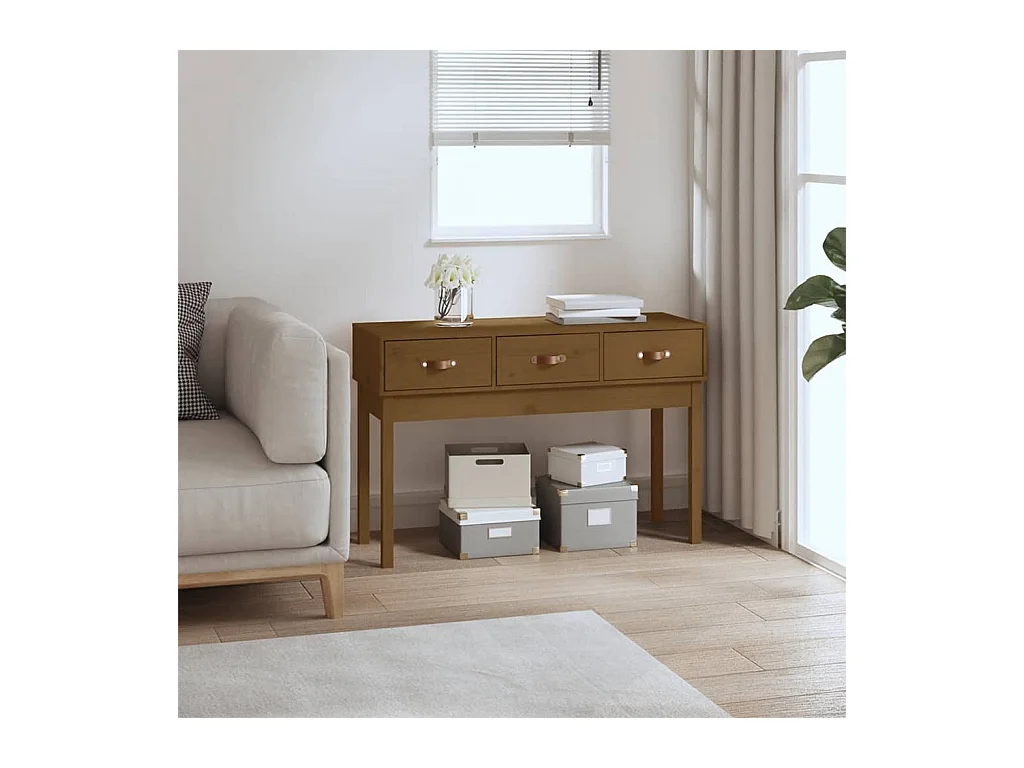 Table console Marron miel 114x40x75 cm Bois massif de pin