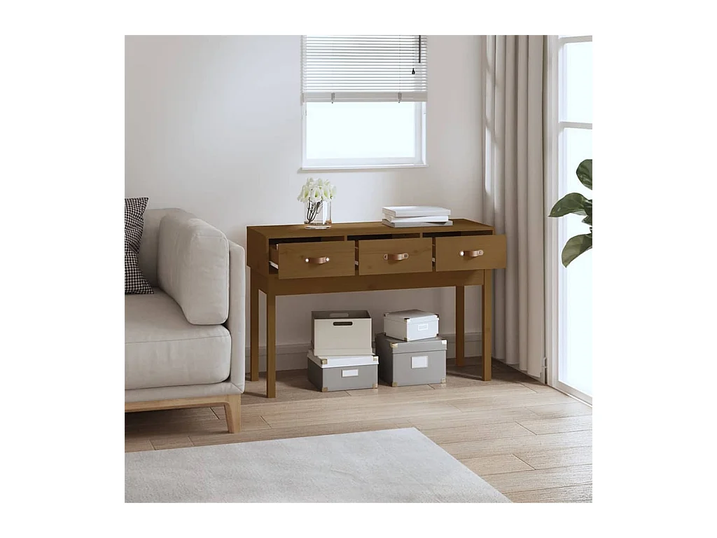 Table console Marron miel 114x40x75 cm Bois massif de pin