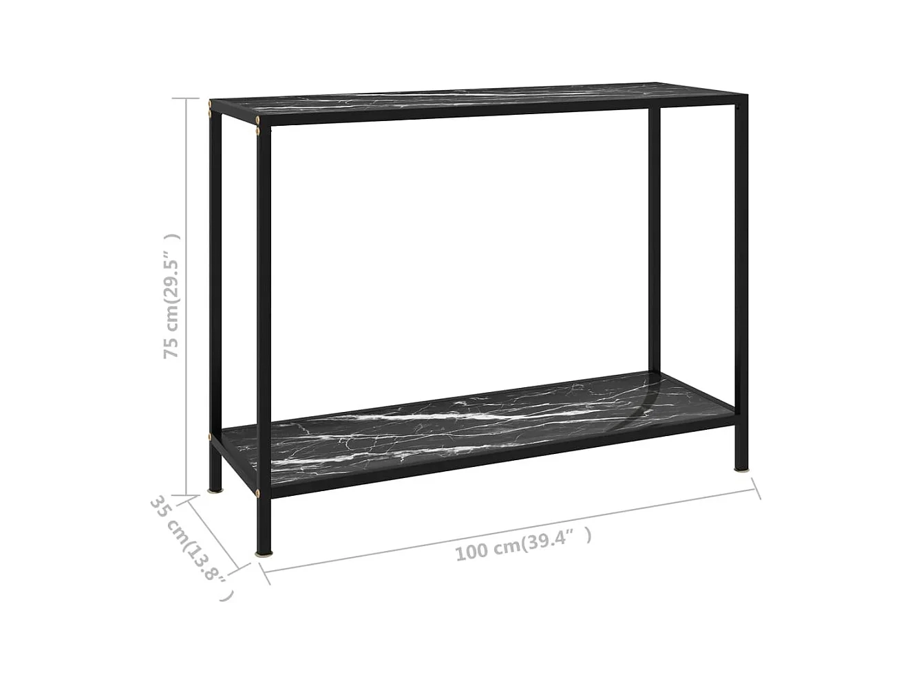 Consolle nera 100x35x75 cm Vetro temperato