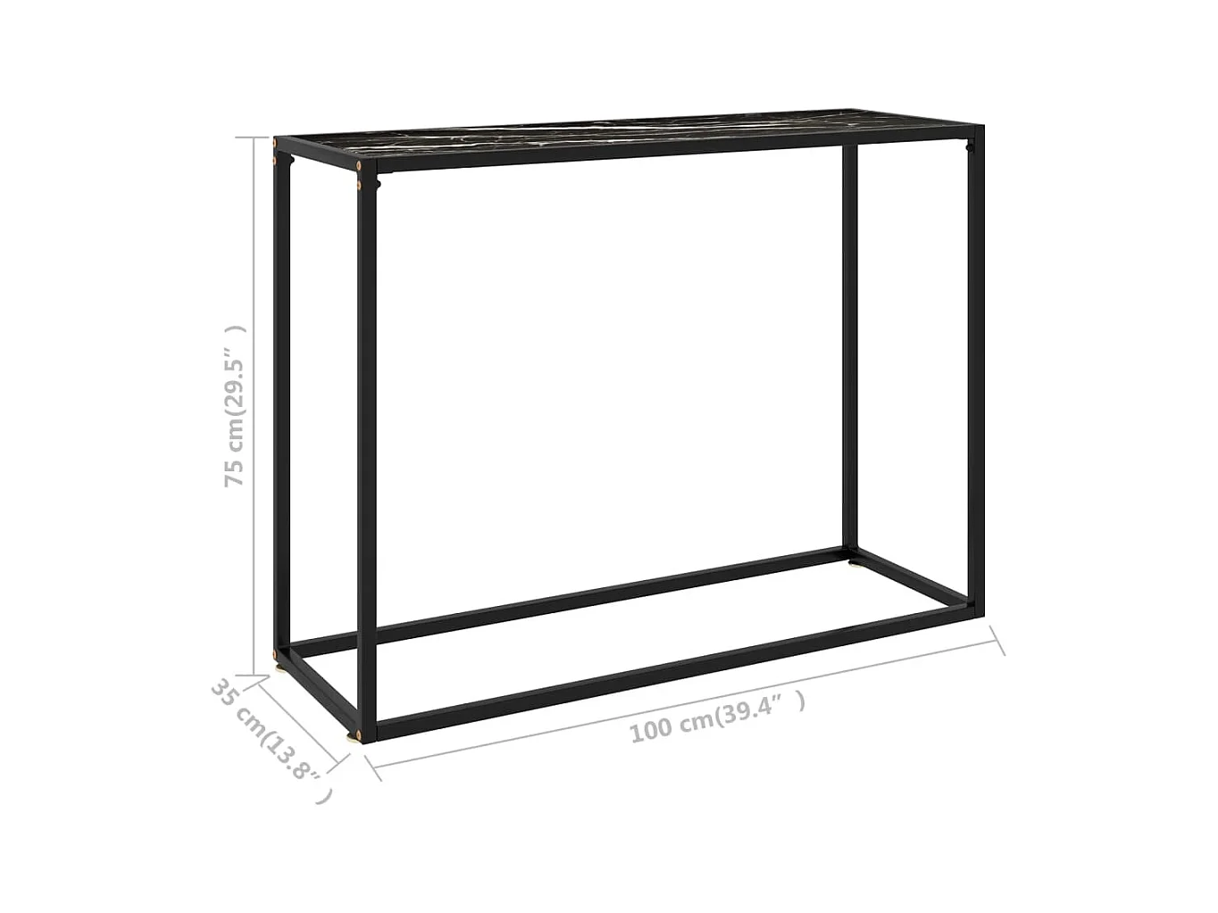 Consolle nera 100x35x75 cm Vetro temperato