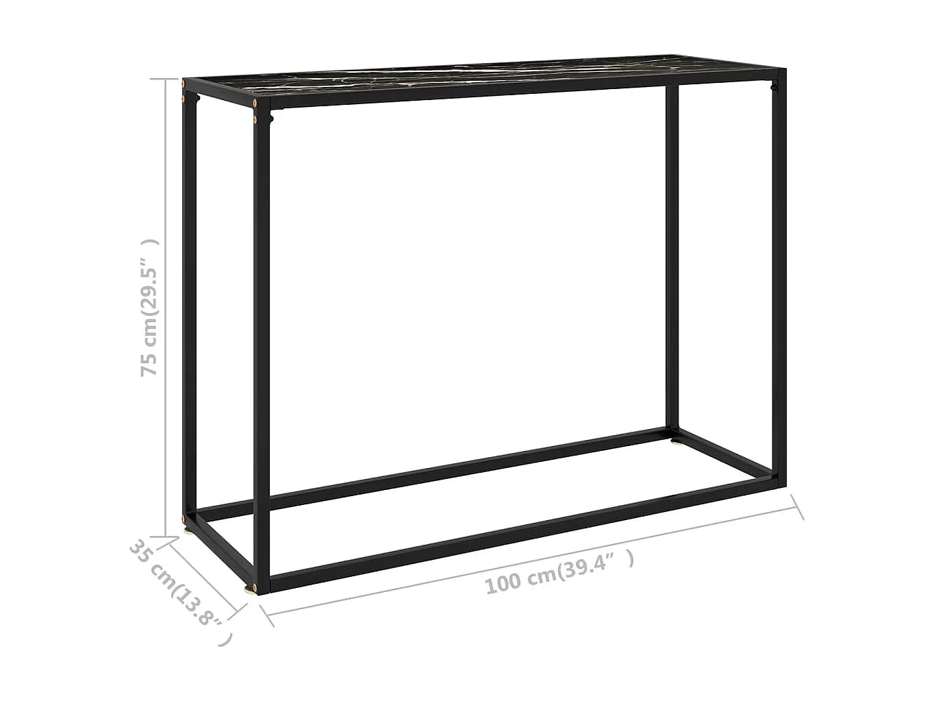 Schwarzer Konsolentisch 100x35x75 cm Gehärtetes Glas