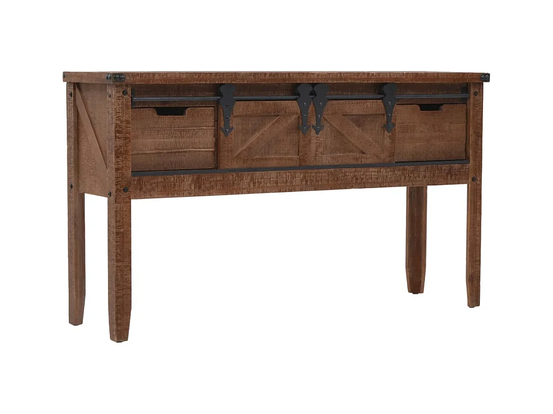Mesa consola Madera maciza de abeto 131 x 35,5 x 75 cm Marrón