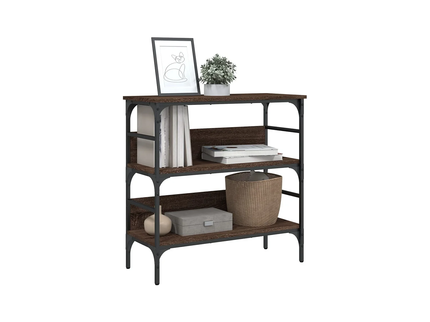 Table console chêne marron 75x32x75 cm bois d'ingénierie