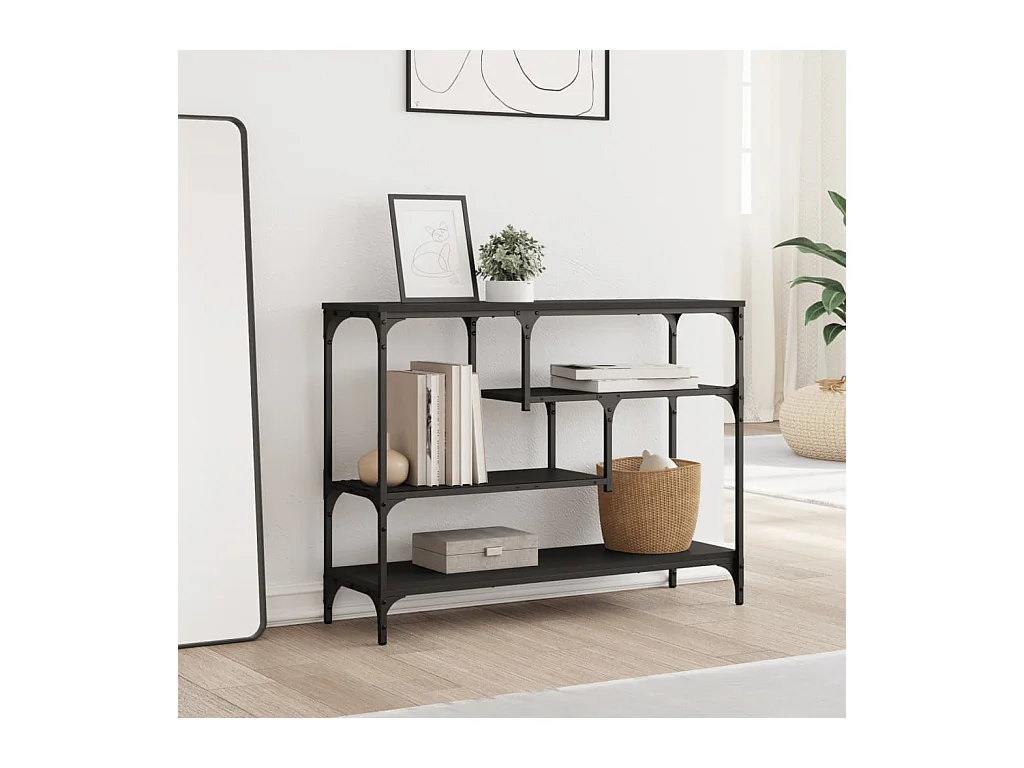 Consolle nera 100x30x75 cm in legno ingegnerizzato