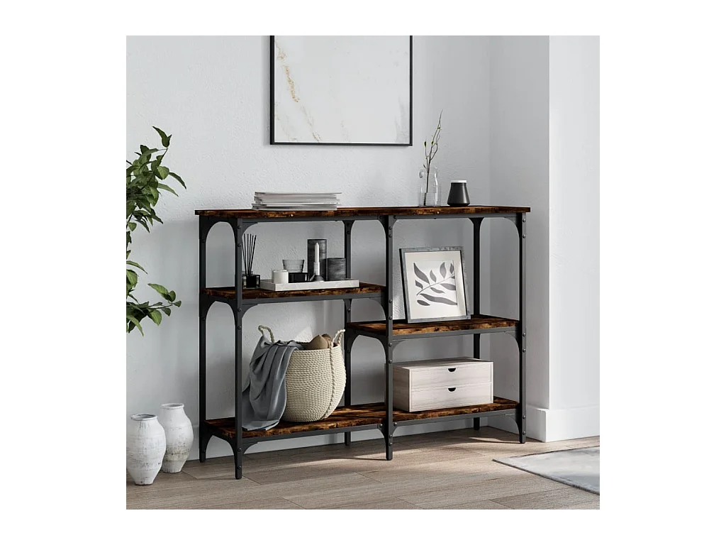 Table console chêne fumé 102x29x75 cm bois d'ingénierie