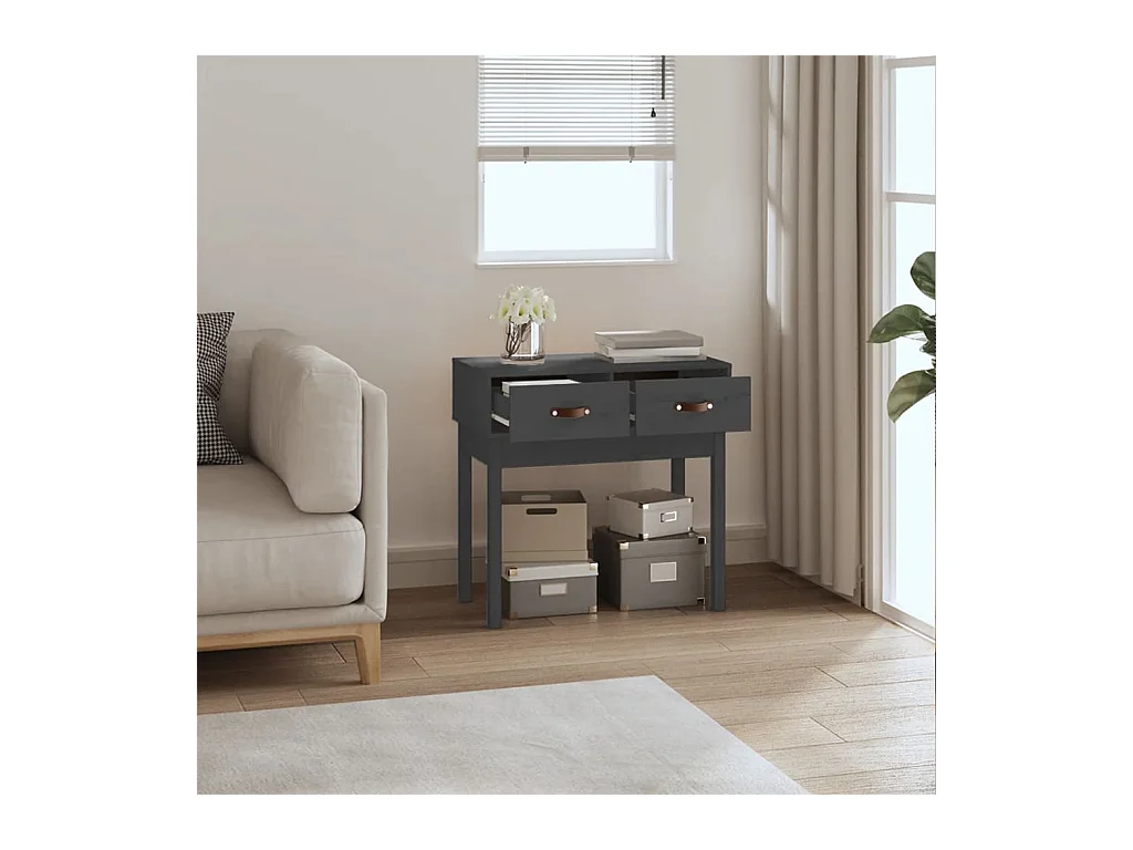 Consoletafel Grijs 76,5x40x75 cm Massief grenenhout