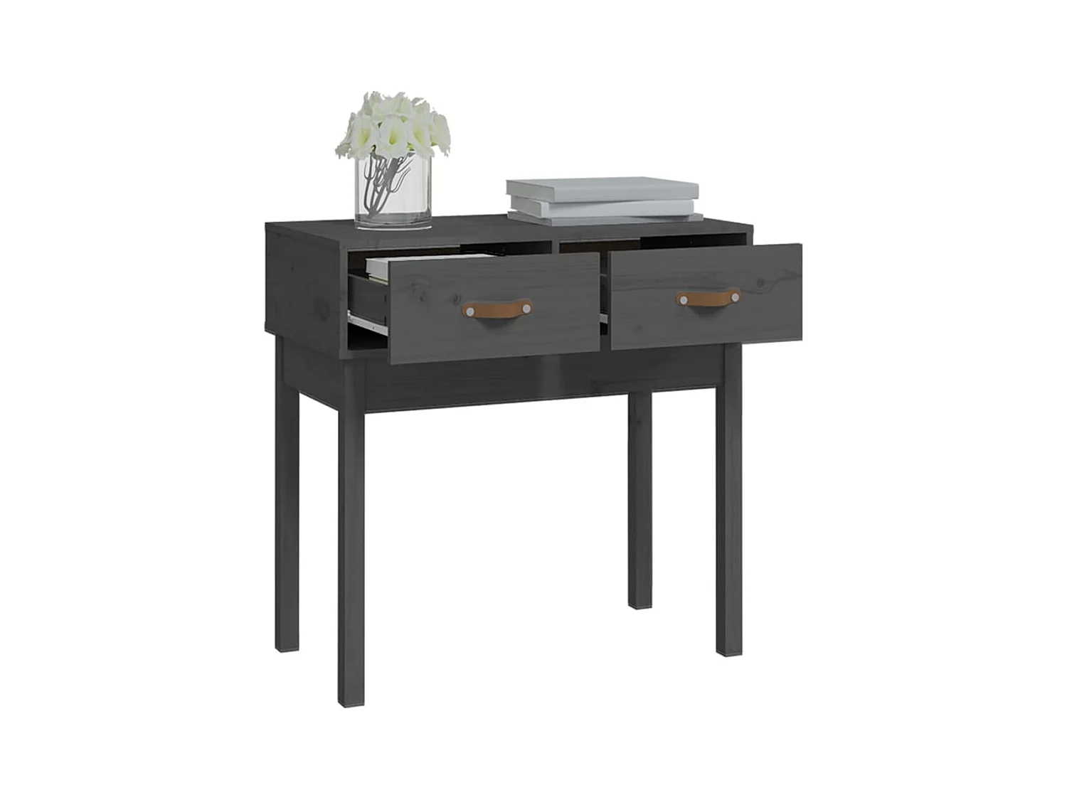 Consoletafel Grijs 76,5x40x75 cm Massief grenenhout