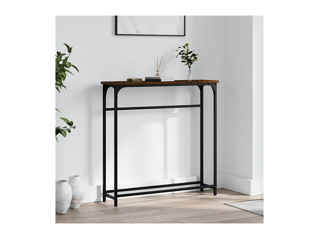 Consoletafel van bruin eikenhout 75x19,5x75 cm, bewerkt hout