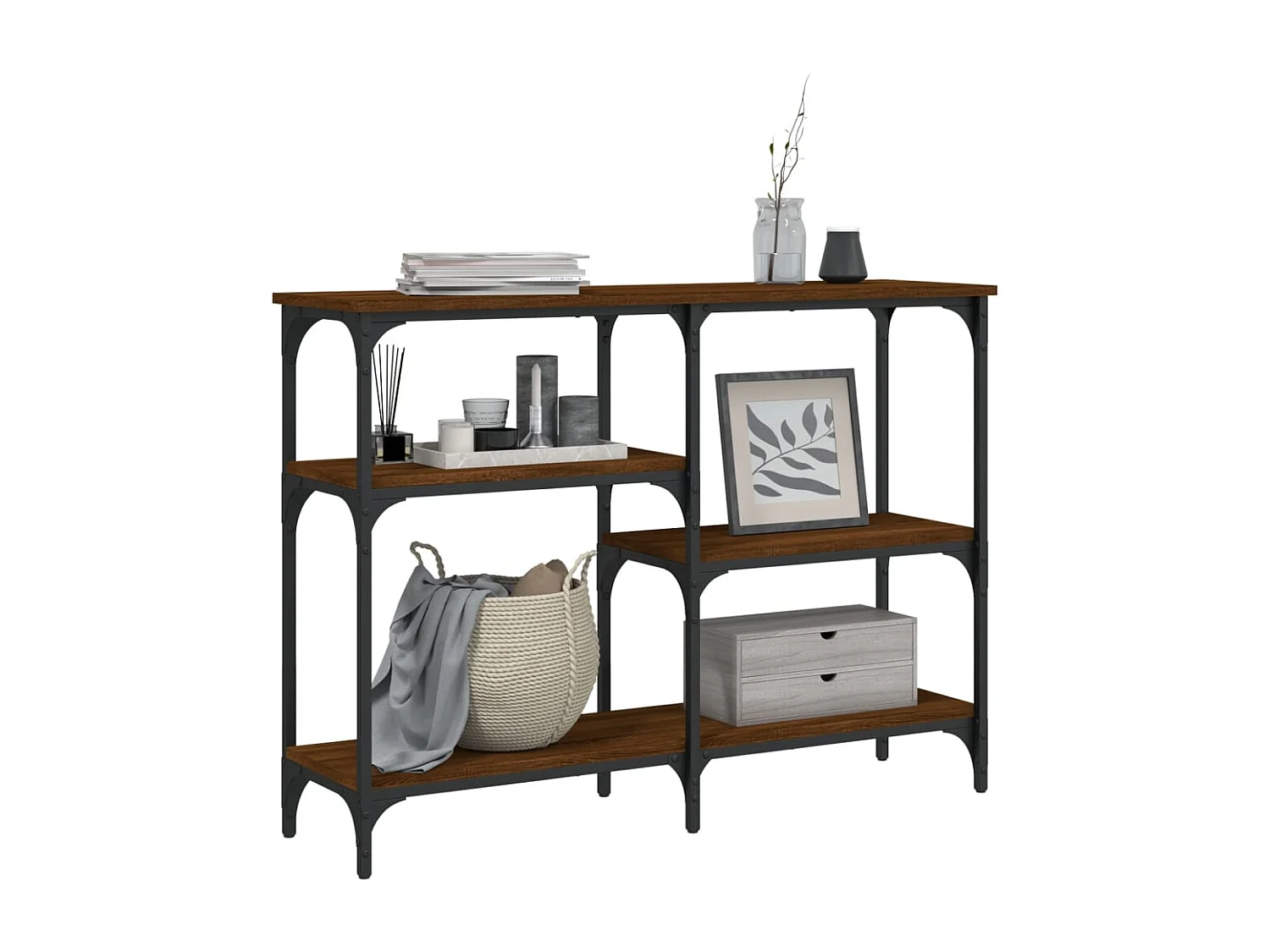 Table console chêne marron 102x29x75 cm bois d'ingénierie