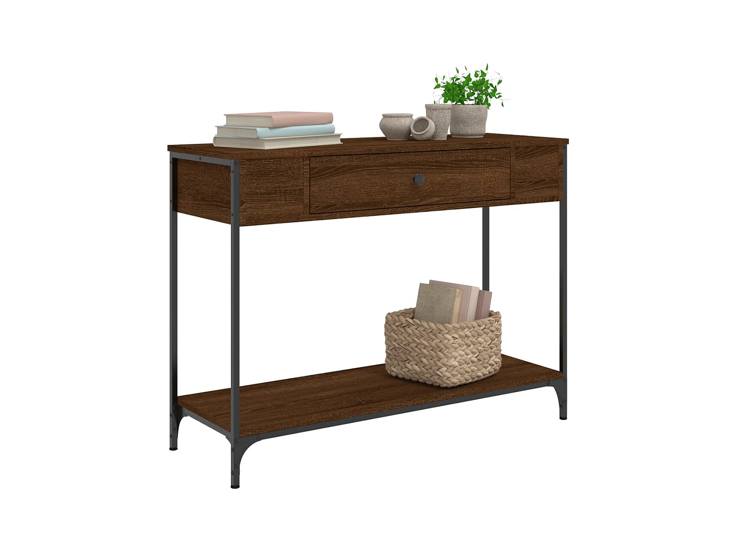 Table console chêne marron 100x34,5x75 cm bois d'ingénierie