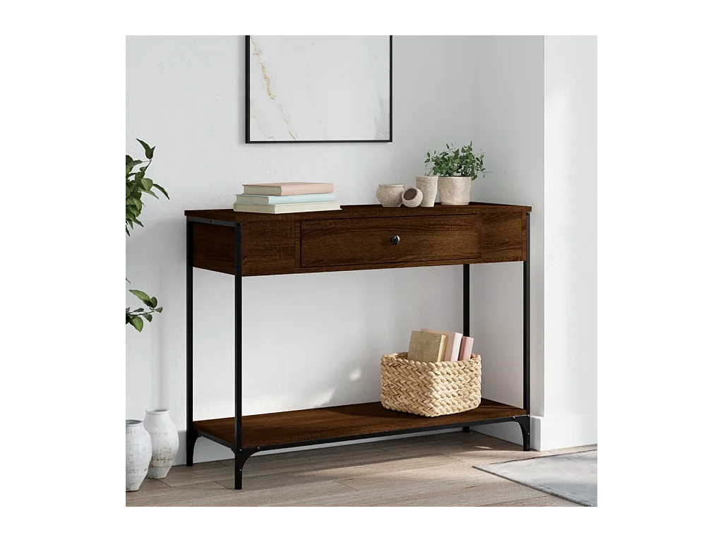 Table console chêne marron 100x34,5x75 cm bois d'ingénierie