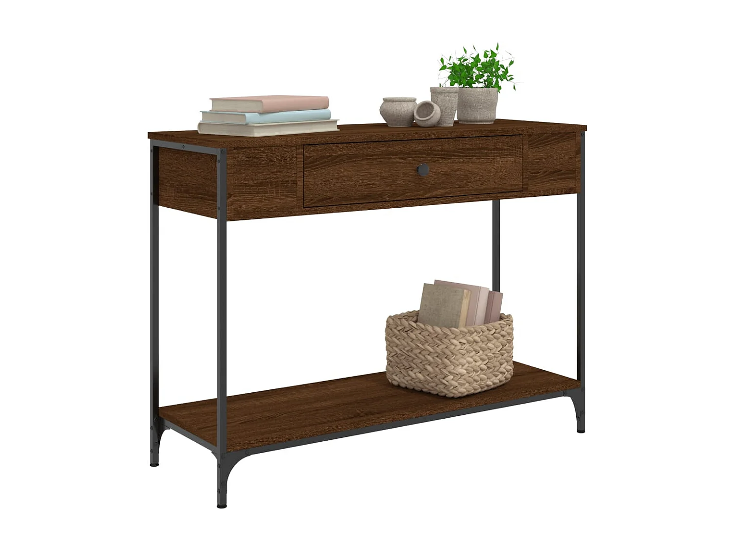 Table console chêne marron 100x34,5x75 cm bois d'ingénierie