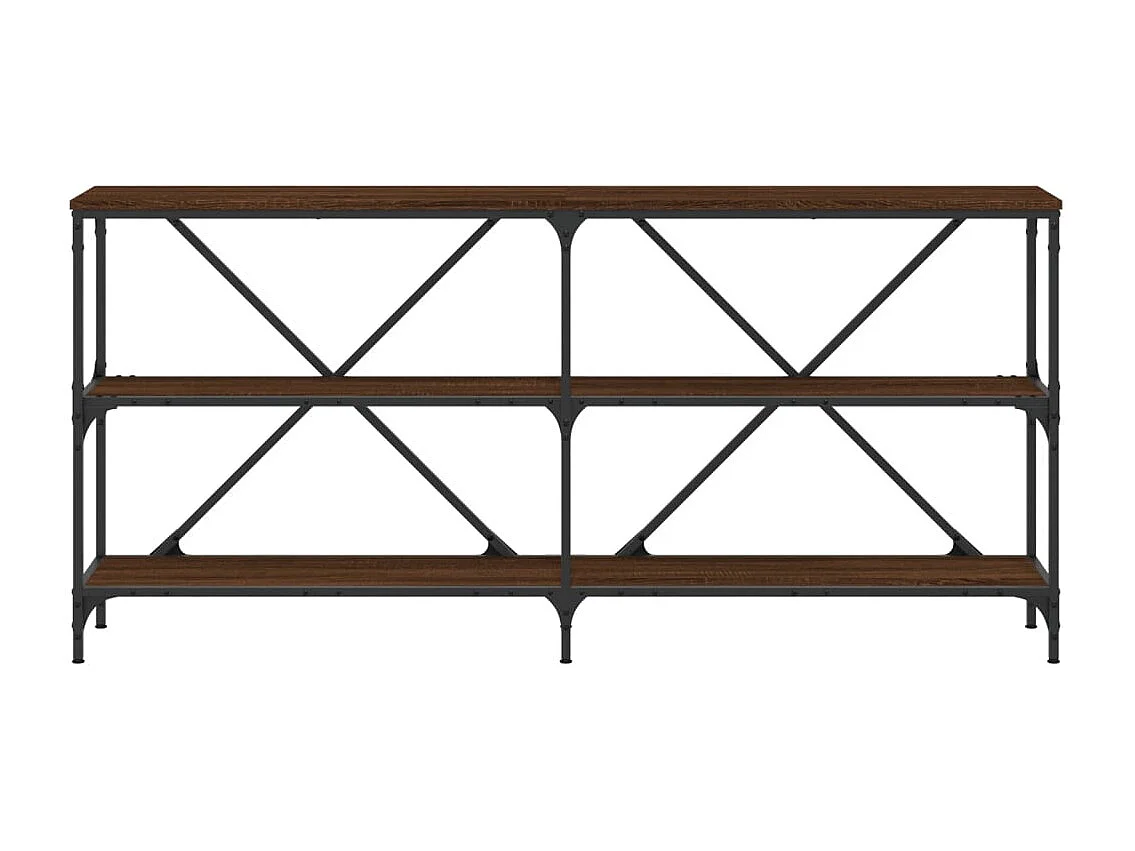 Table console chêne marron 160x30x75cm bois d'ingénierie et fer