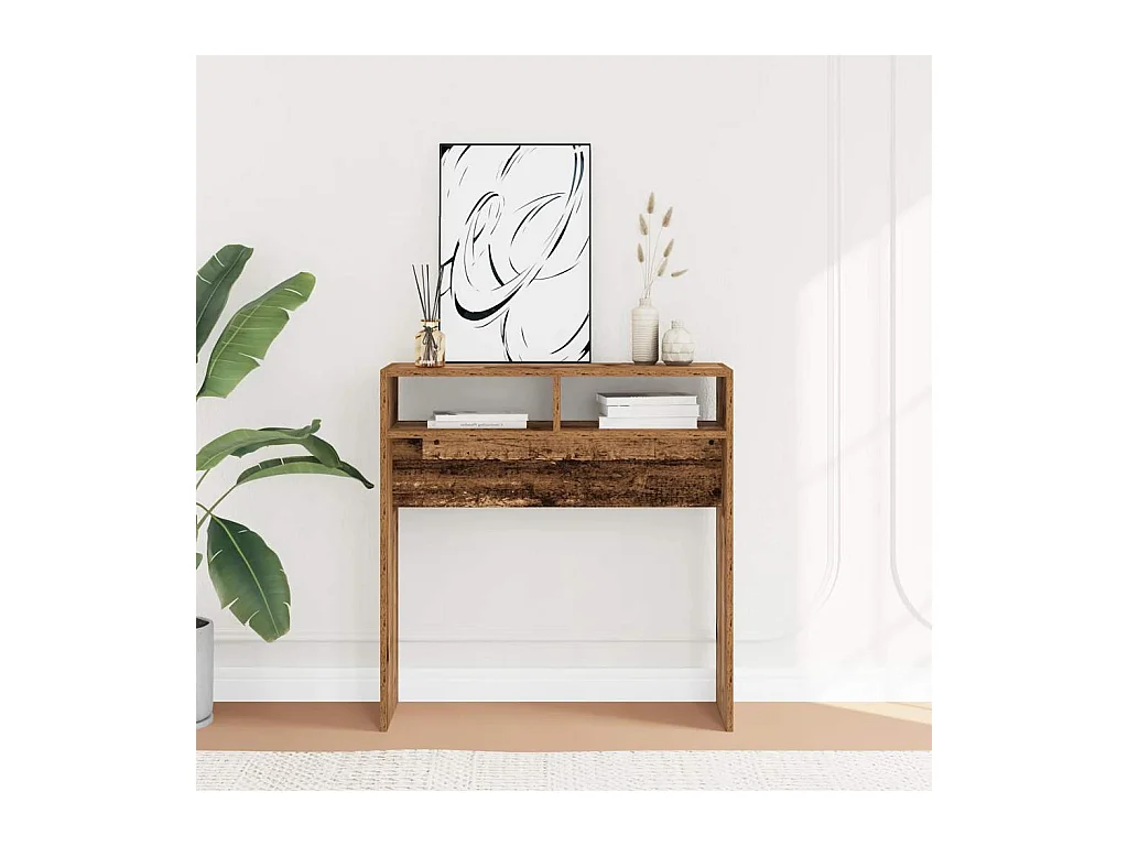 Table console vieux bois 78x30x80 cm bois d'ingénierie