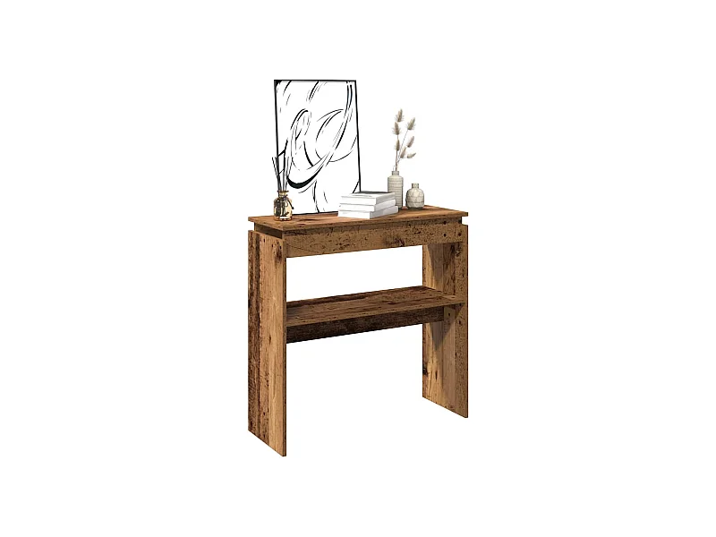 Table console vieux bois 80x30x102 cm bois d'ingénierie