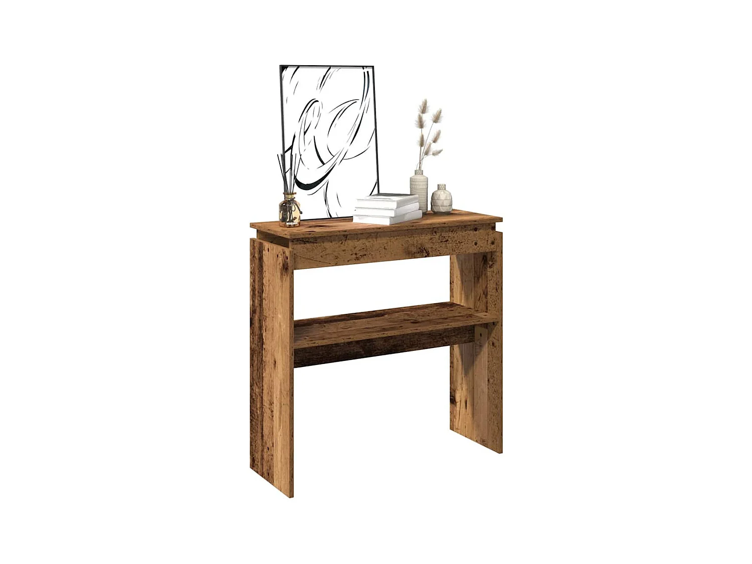 Table console vieux bois 80x30x102 cm bois d'ingénierie