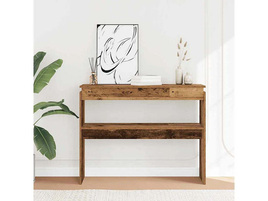 Table console vieux bois 80x30x102 cm bois d'ingénierie