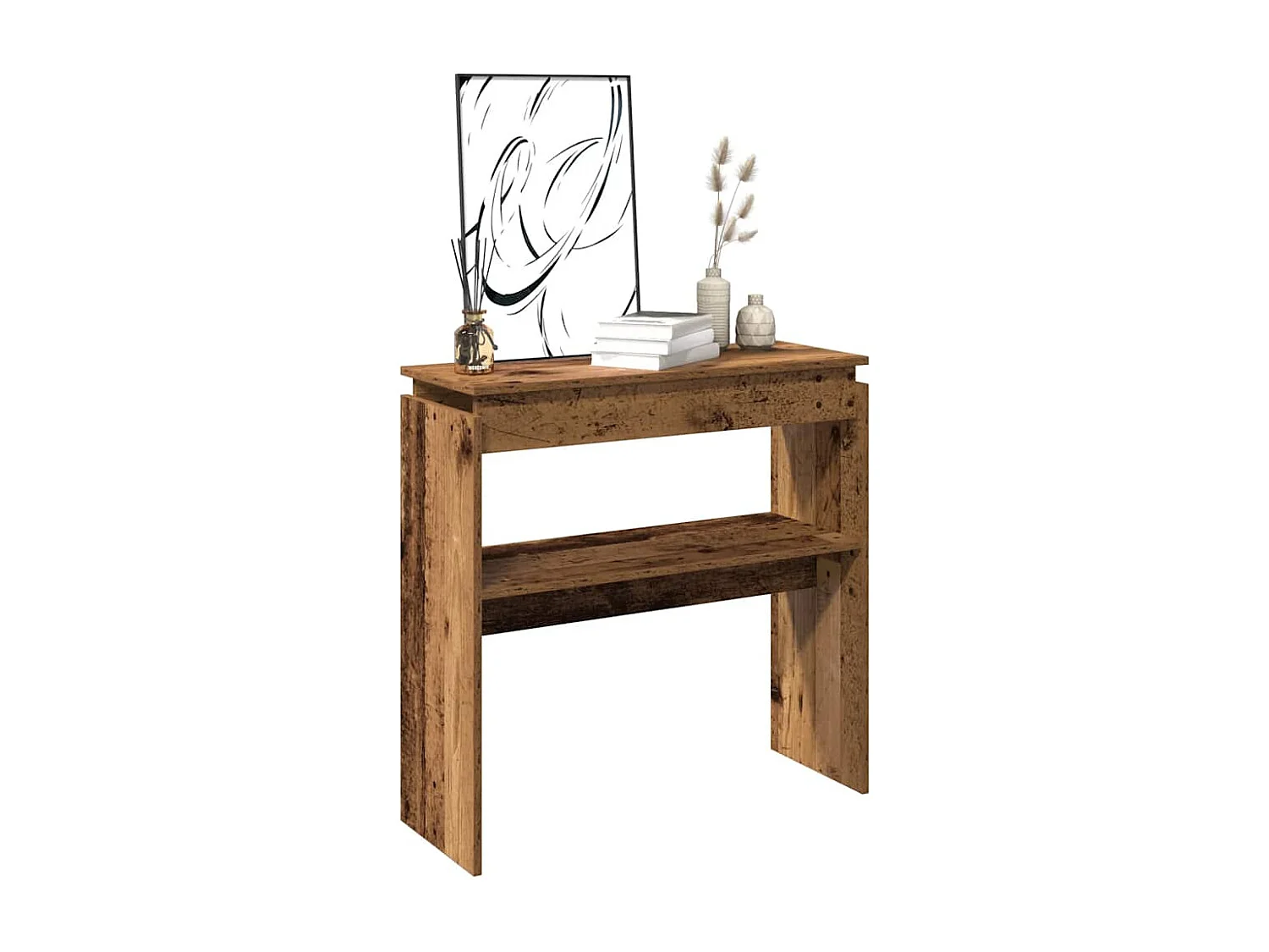 Table console vieux bois 80x30x102 cm bois d'ingénierie