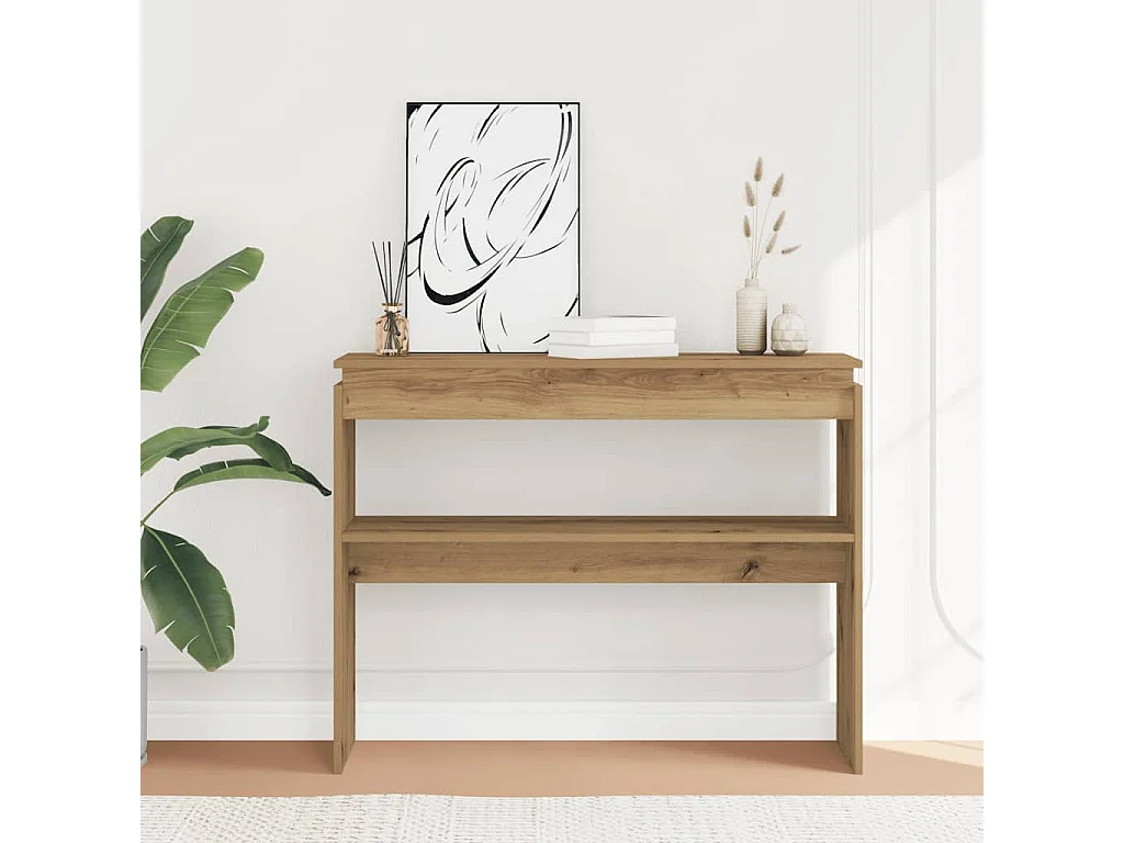 Table console chêne artisanal 102x30x80 cm bois d'ingénierie