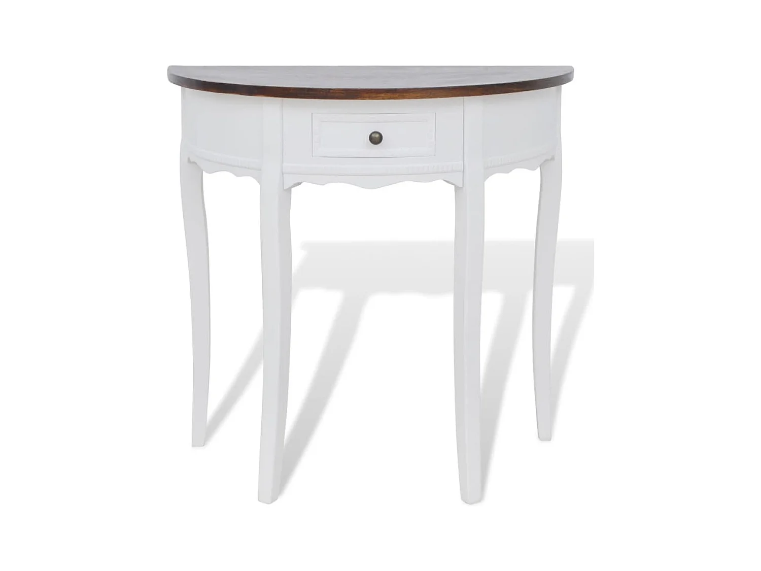 Consoletafel met lade en bruin tafelblad Halfrond