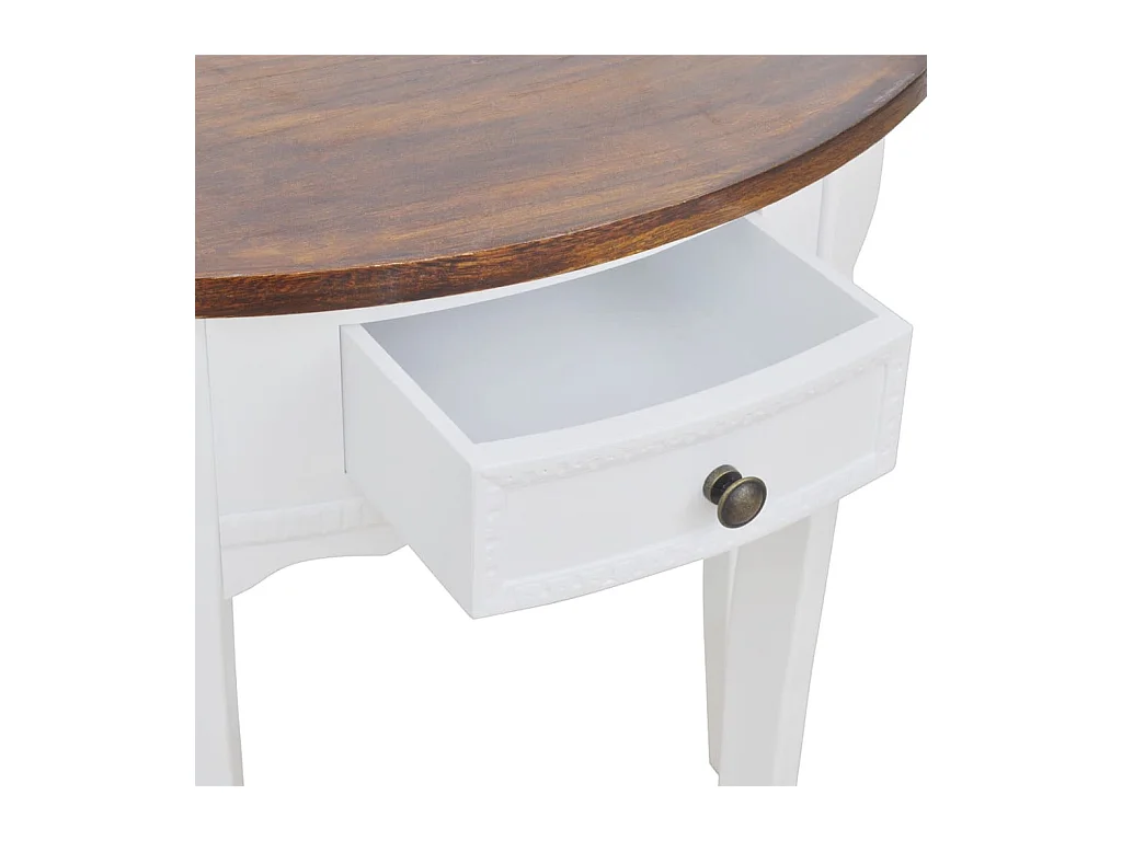 Consoletafel met lade en bruin tafelblad Halfrond