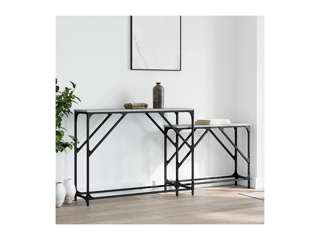 2-delige consoletafels in nestelstand, Sonoma Gray Engineered Wood