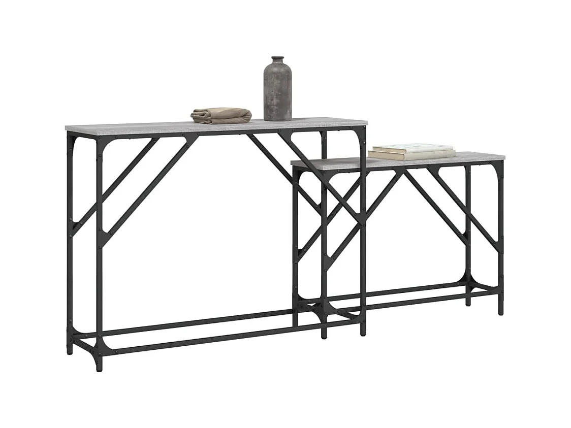 2-delige consoletafels in nestelstand, Sonoma Gray Engineered Wood