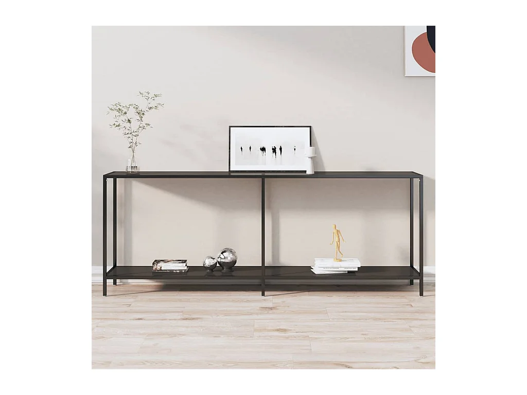 Table console Noir 200x35x75,5 cm Verre trempé