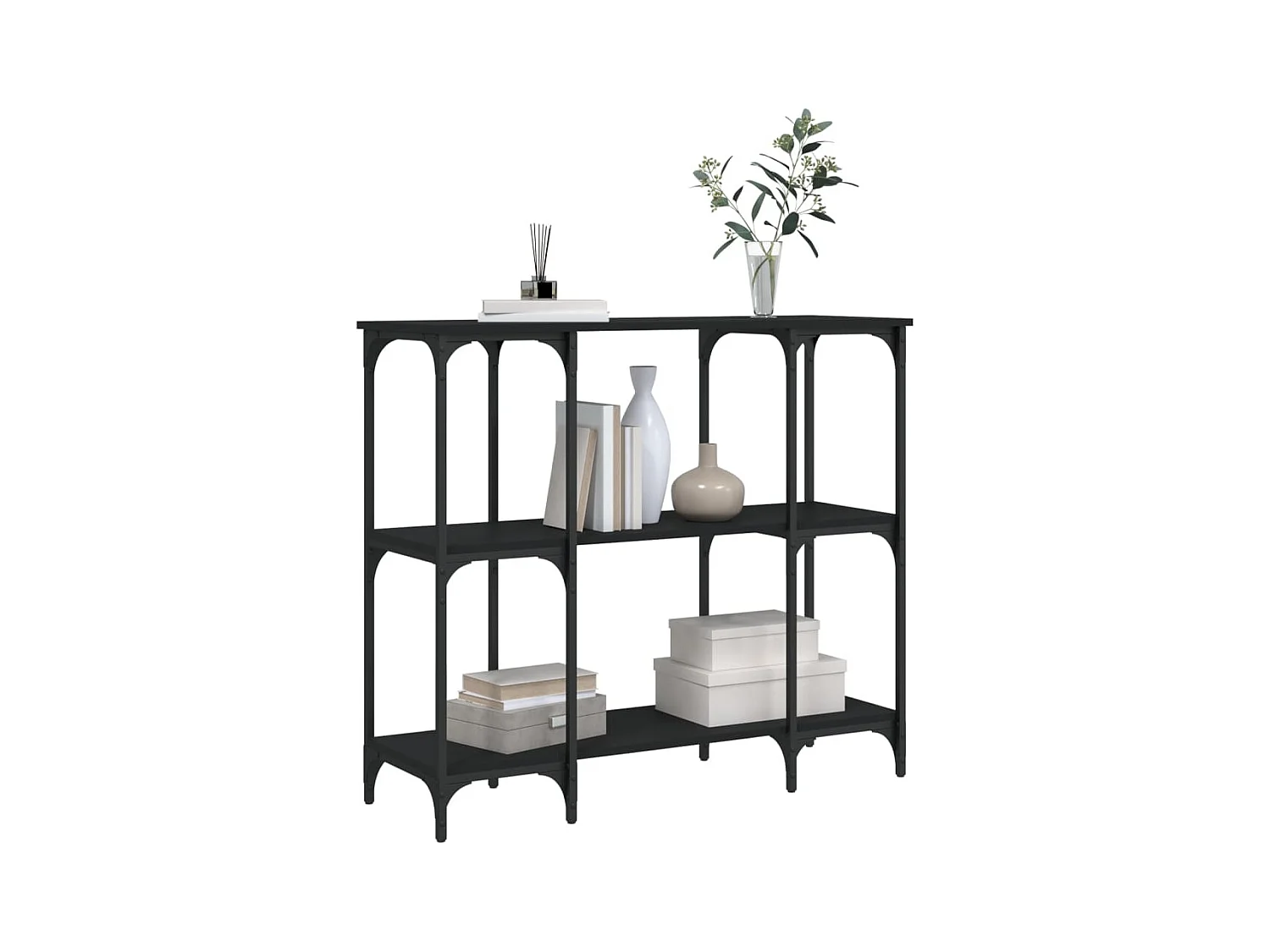 Table console noir 102x35x90 cm bois d'ingénierie