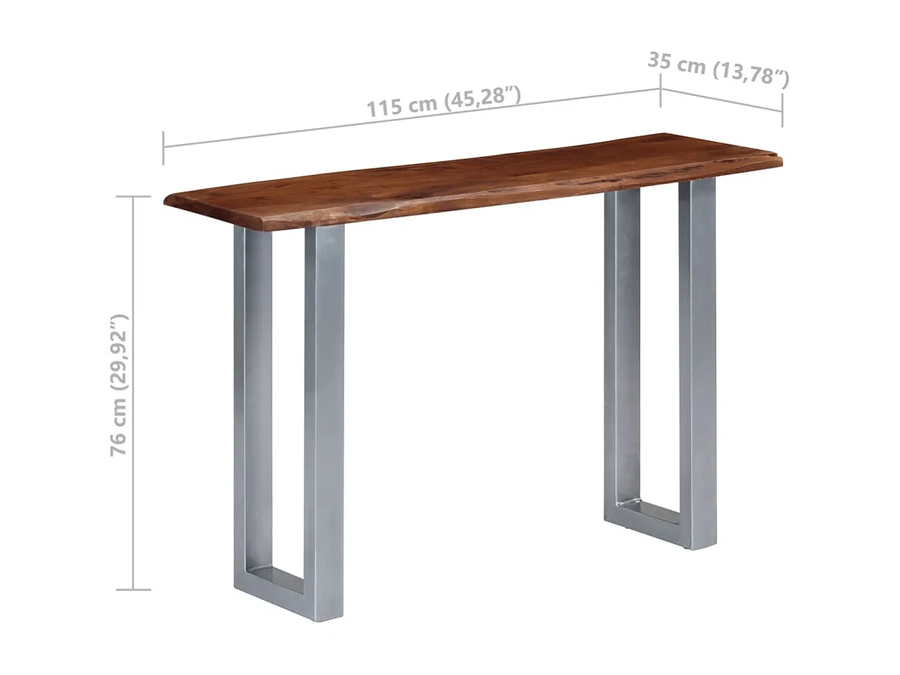 Konsolentisch 115x35x76 cm Massives Akazienholz und Eisen