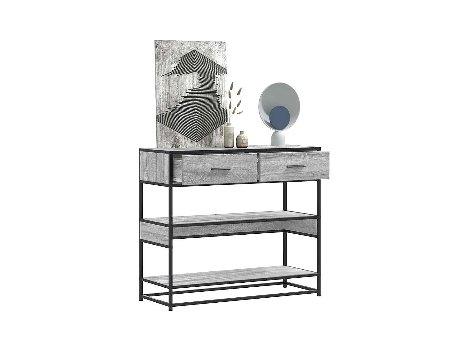 Table console sonoma gris 90x35x80 cm bois d'ingénierie