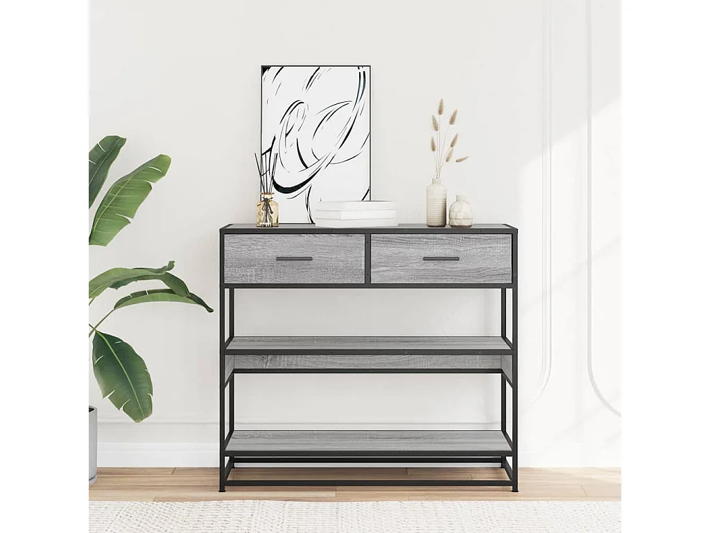 Table console sonoma gris 90x35x80 cm bois d'ingénierie