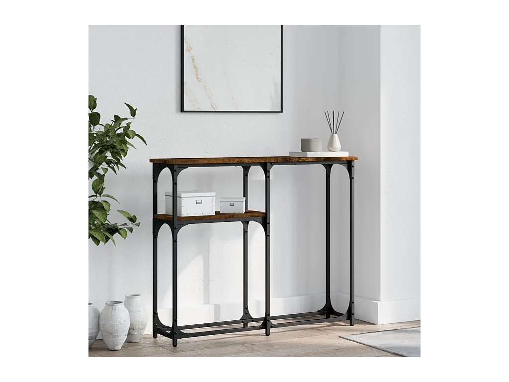 Table console chêne fumé 90x22,5x75 cm bois d'ingénierie