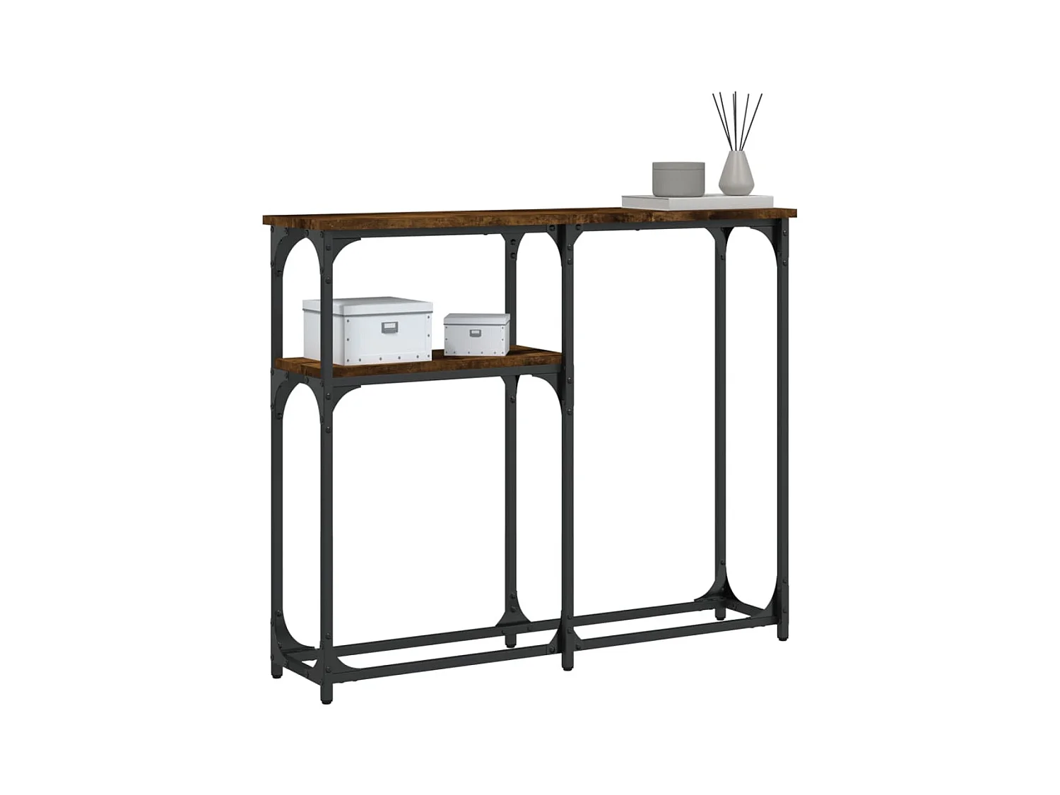 Table console chêne fumé 90x22,5x75 cm bois d'ingénierie